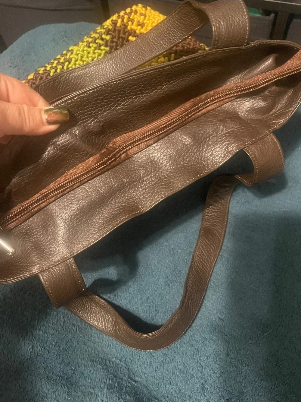 Woven Mosaic Tote Bag in Yellow, Green & Brown